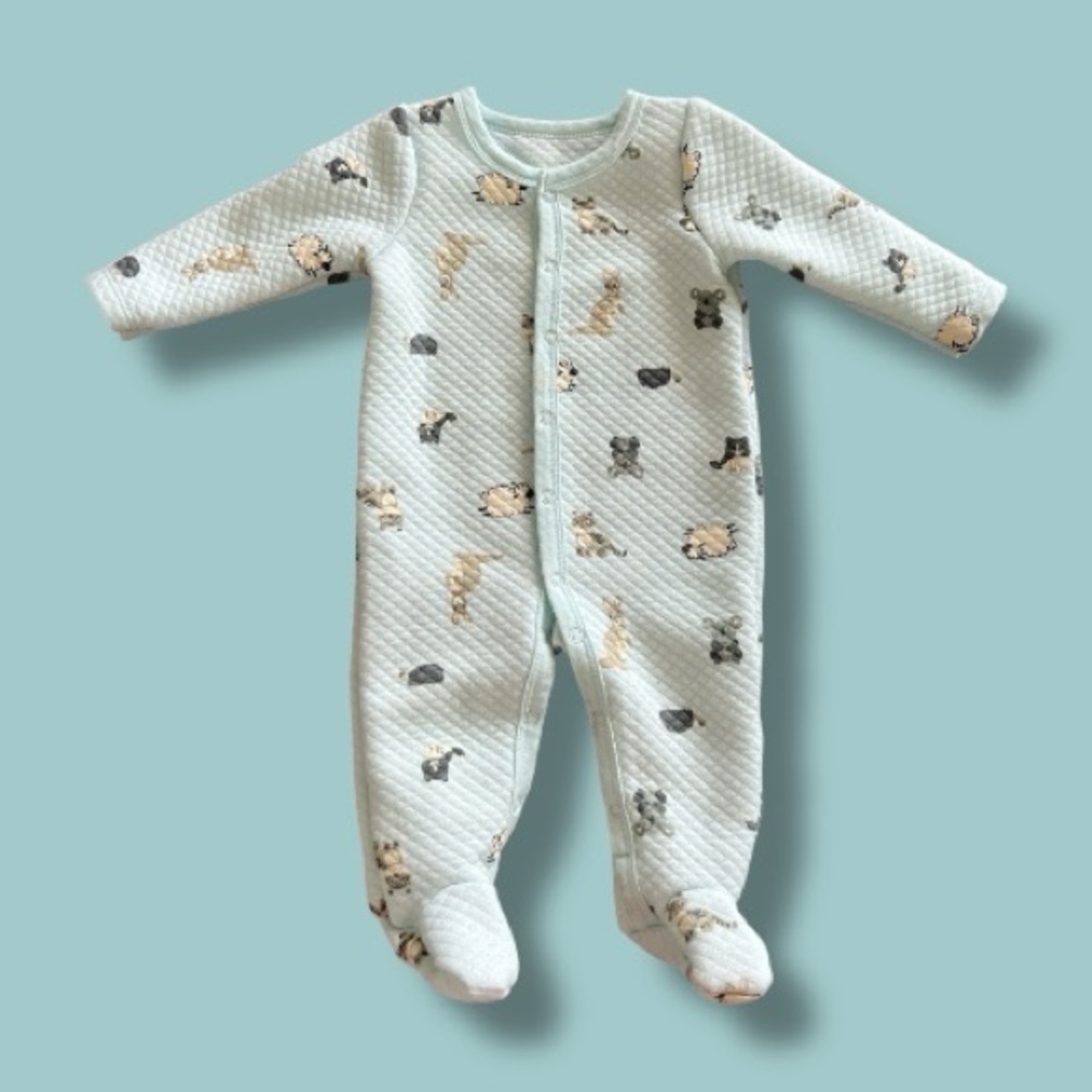 Adorable Mint Quilted Baby Onesie